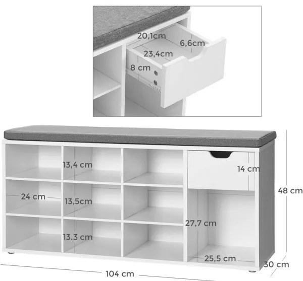 Pantofar VOREN alb/gri