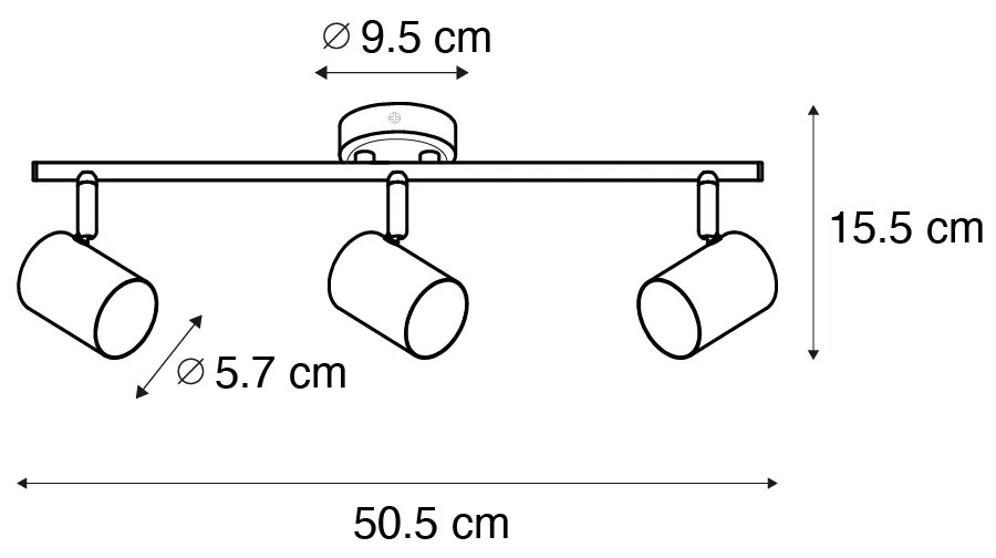 Spotlight modern negru cu lemn inclinabil 3 lumini - Jeana