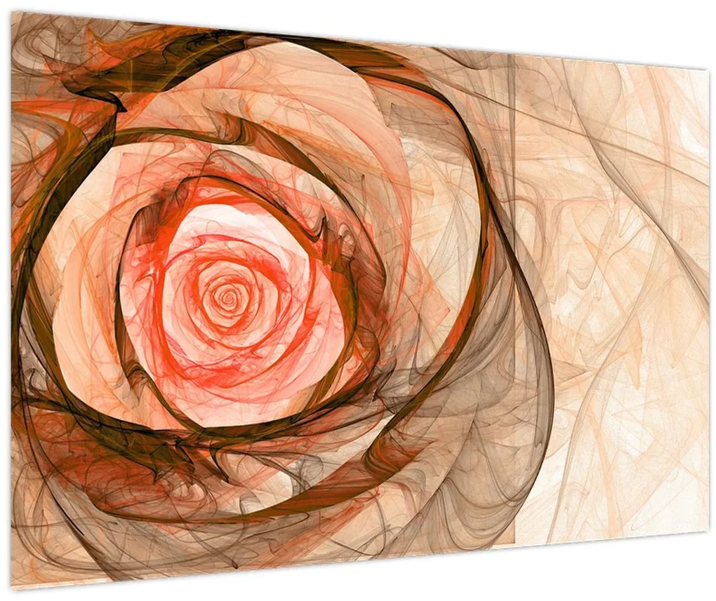 Tablou - Abstract trandafir roz cu fundal alb (90x60 cm)