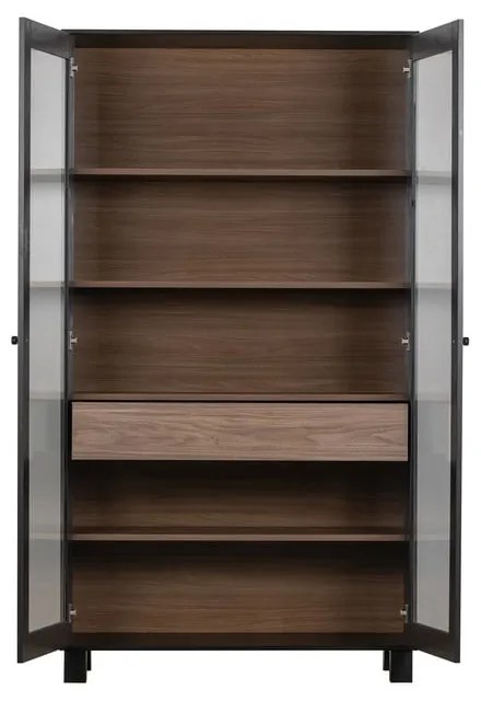 Vitrină neagră din lemn de pin 110x200 cm Goos – WOOOD