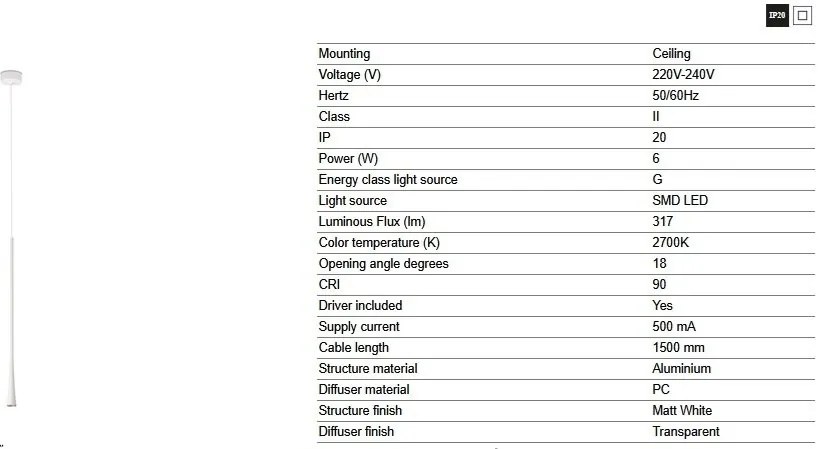 Pendul LED stil minimalist DIANA 60 alb