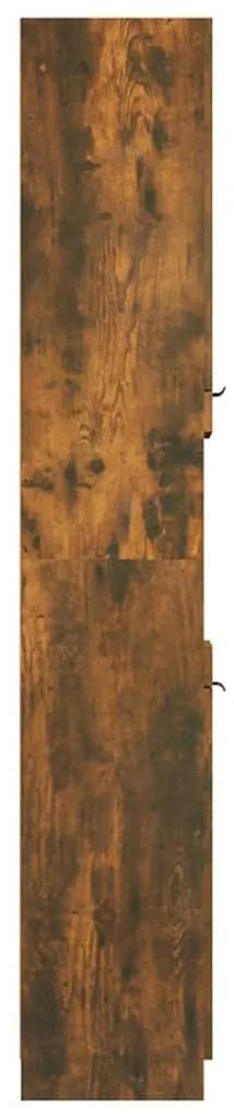 Dulap de baie, stejar fumuriu, 32x34x188,5 cm, lemn prelucrat 1, Stejar afumat