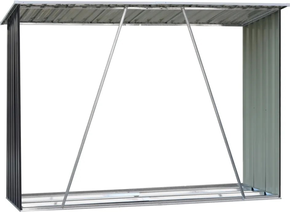 Magazie pentru lemn, antracit/alb, 217x82x154 cm, DARYL TIP 2