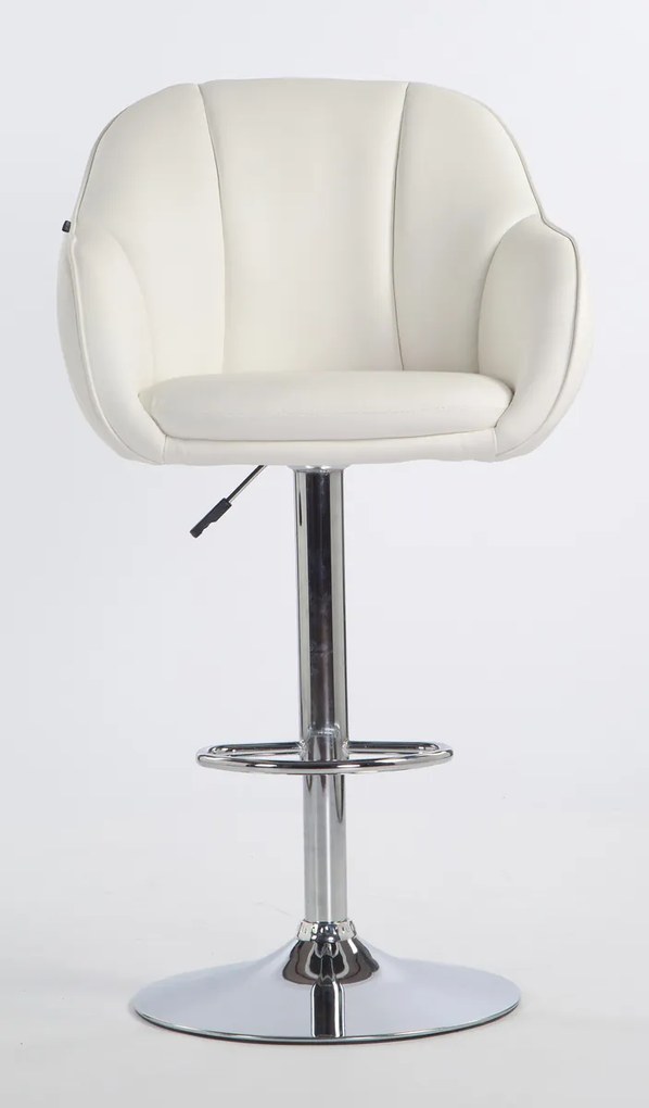 HR2055W Scaun Alb din Piele Ecologica cu Bază Cromata