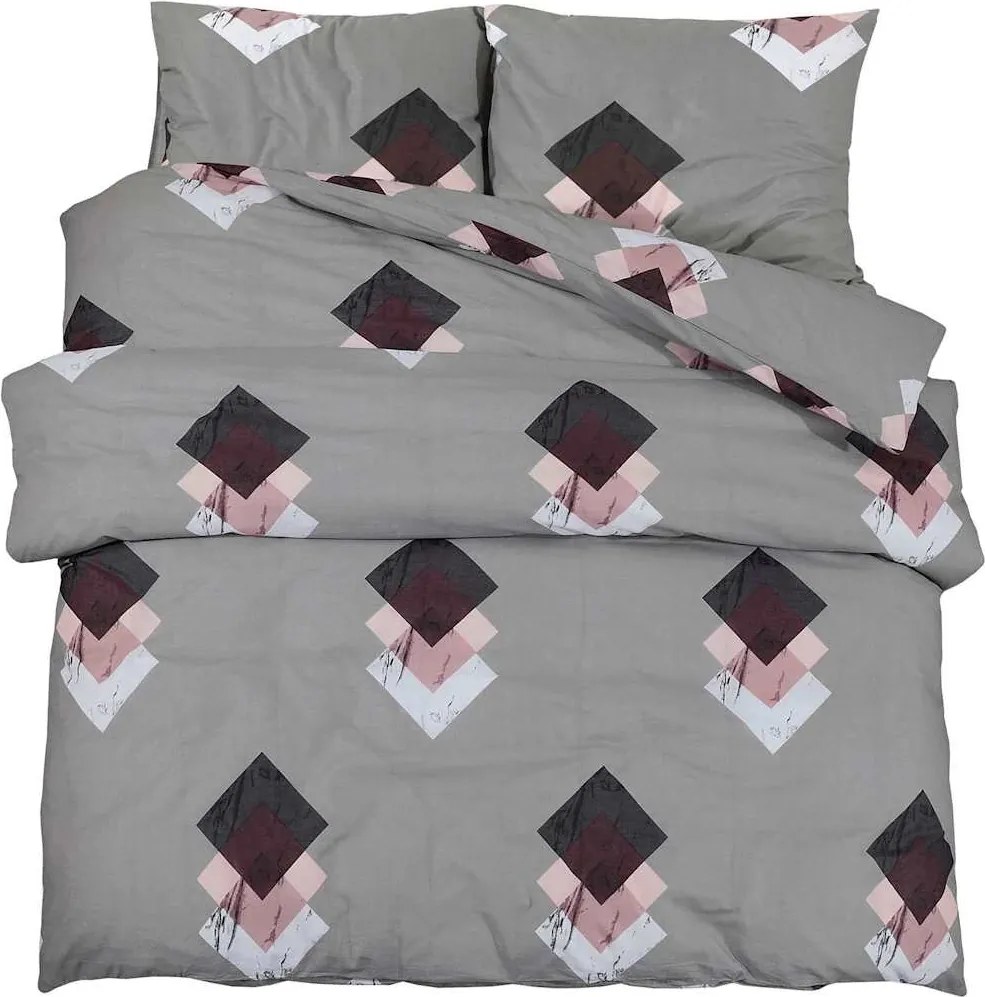 vidaXL Set cu husă de pilotă, gri, 155x220 cm, bumbac