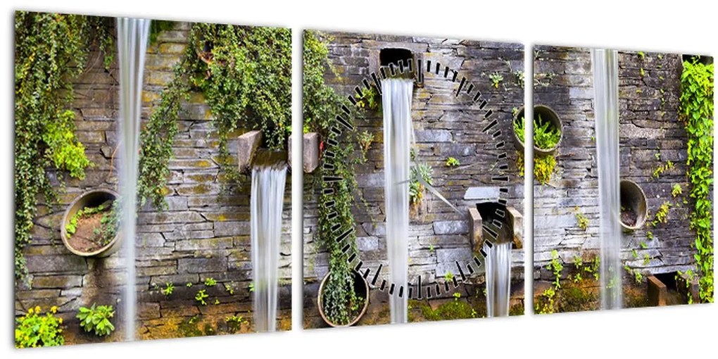 Tablou - Zid de piatră, Hamburg, Germania (cu ceas) (90x30 cm)