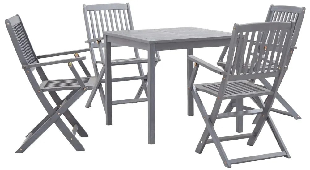 vidaXL Set mobilier de grădină, 5 piese, gri, lemn masiv de acacia