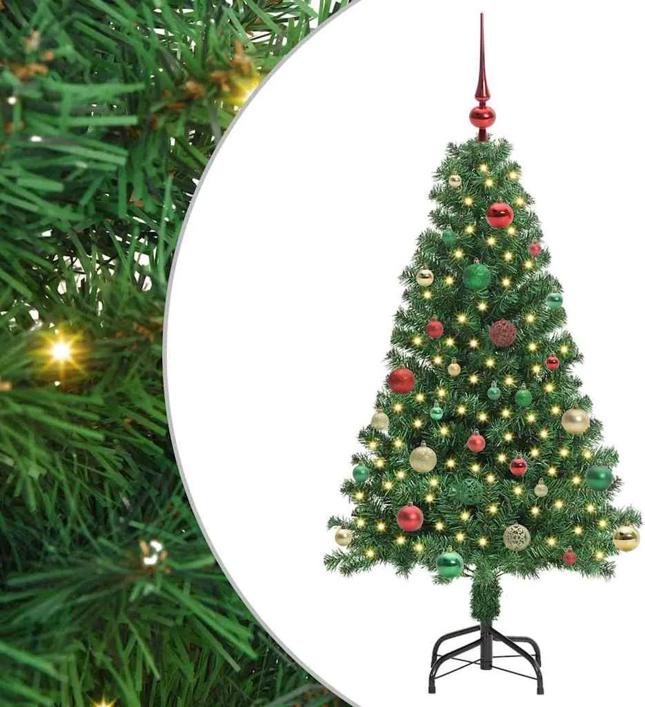 vidaXL Brad de Crăciun artificial Verde 150 cm PVC și Oțel și Plastic