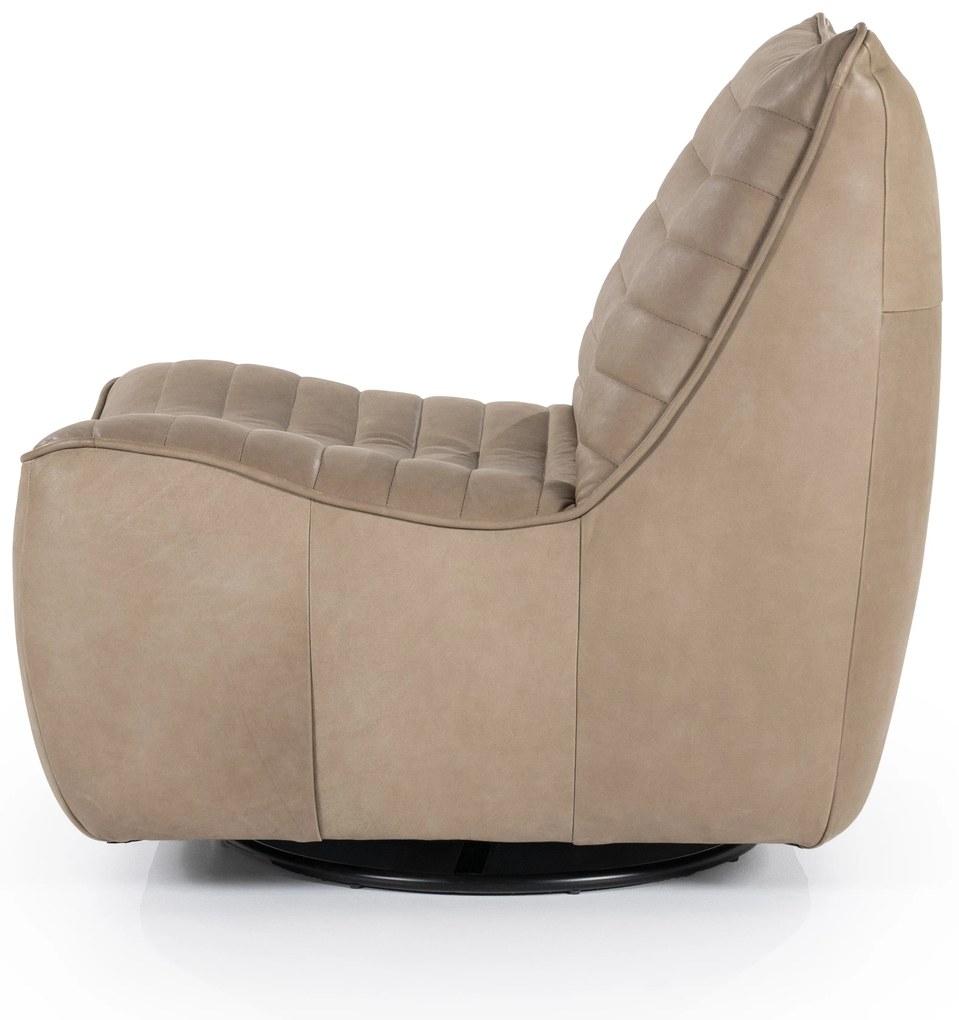 Fotoliu Matthew din piele, metal și lemn taupe