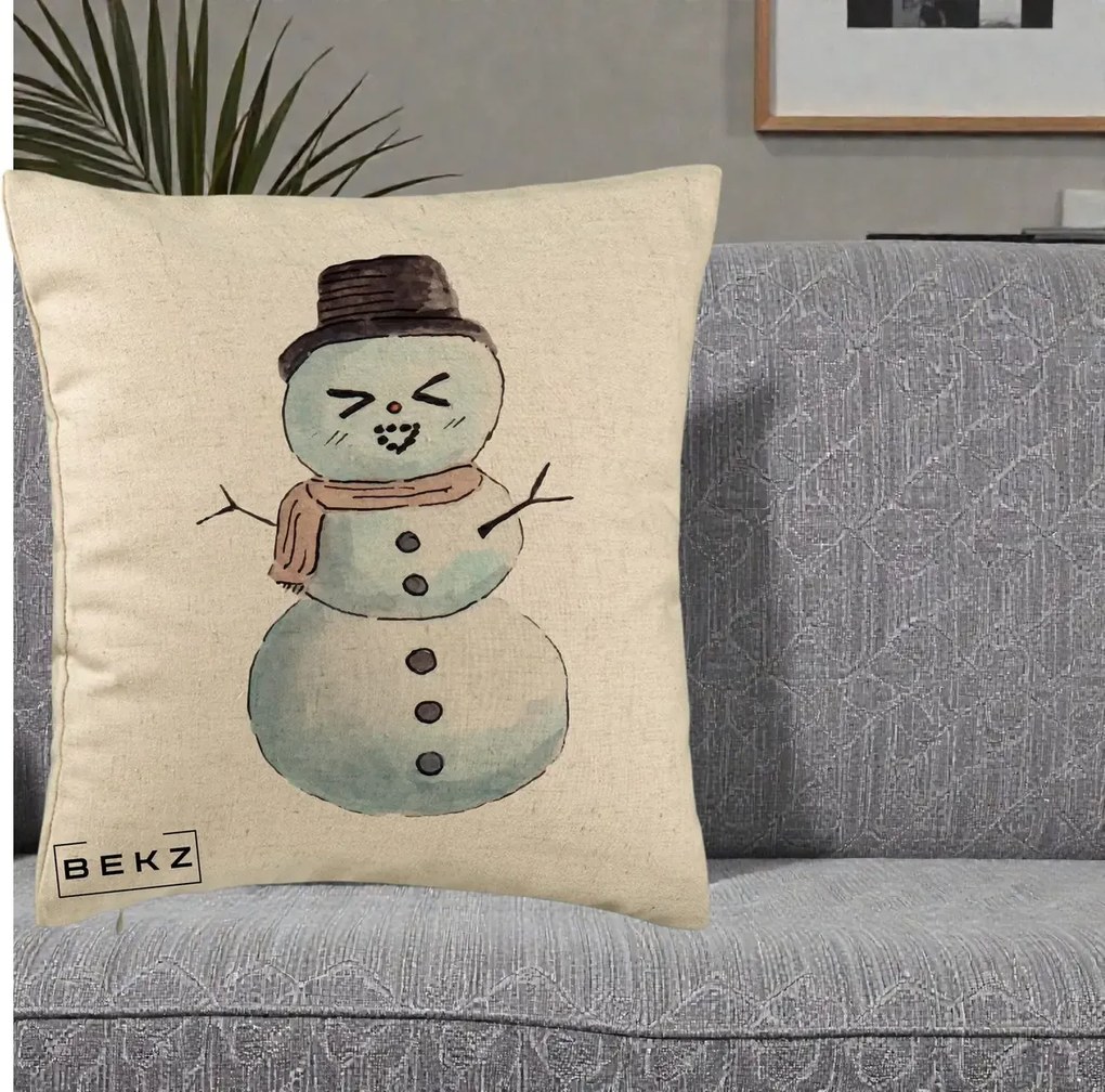 Perna Decorativa Om de Zapada Kawaii Haios, 40x40 cm, Bej, Husa Detasabila, Perna Inclusa, BEKZ®