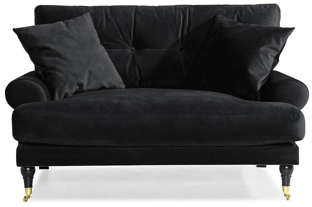Canapea Seattle E106Numărul de locuri: 2, Negru, 142x100x87cm, Tapiterie, Picioare: Role, Lemn