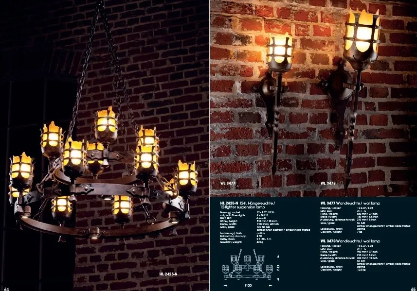 Candelabru din fier forjat realizat manual in stil gotic HL 2425-N