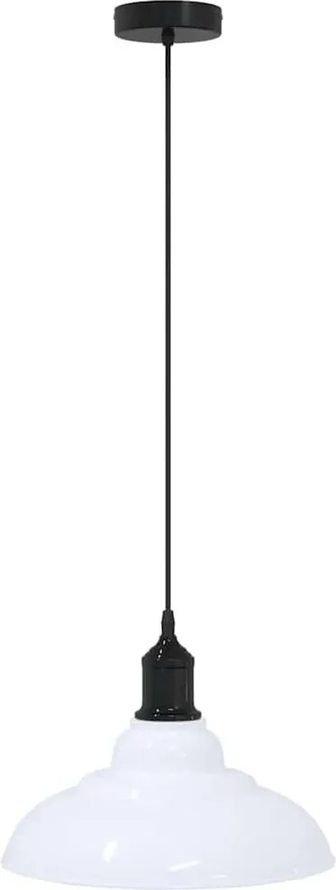 vidaXL Lampă suspendată reglabilă pe înălțime E27 alb lucios metal