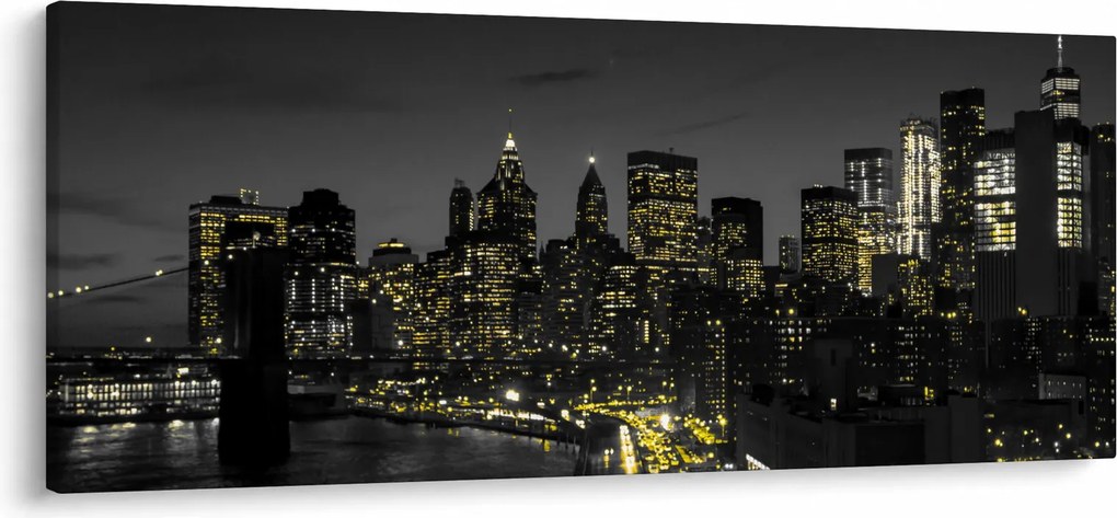 Tablou cu metropolă nocturnă (120x50 cm)
