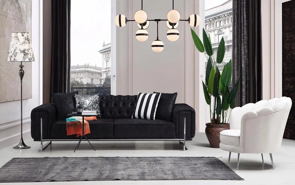 Set de mobila moale pentru sufragerie Ada: canapea confortabilă și fotolii într-un design elegant, fabricat în Turcia.
