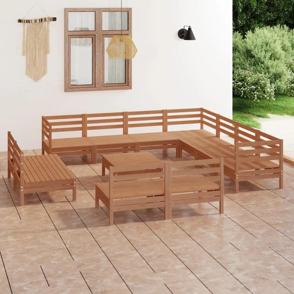3083162 vidaXL Set mobilier de grădină, 12 piese, maro miere, lemn masiv pin