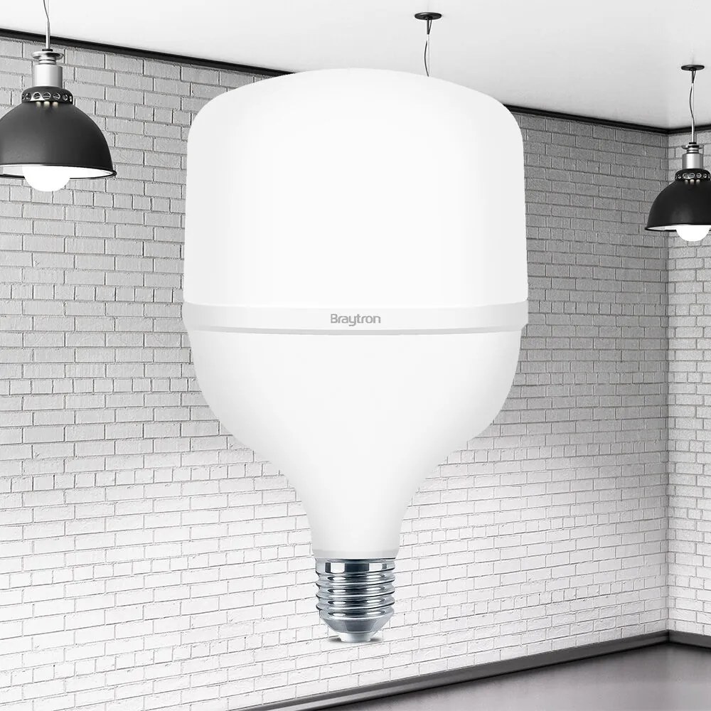 Bec led 50W(320W), E27, T140, 5500 lm, lumina rece (6500K), opal, Braytron