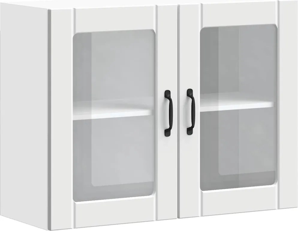 vidaXL Dulap de bucătărie cu ușă sticlă „Lucca” lemn prelucrat alb