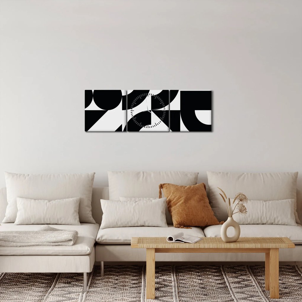 Tablou - Abstracție geometrică N⁰2 (cu ceas) (90x30 cm)