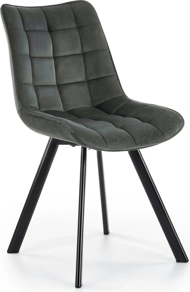 Scaun tapitat modern K332, gri/negru, stofa catifelata/metal, 46X61X84