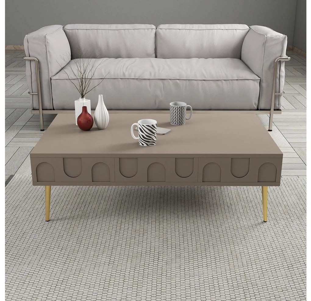 Set mobilier living Lyantela (tmavoBej + Auriu). 1107142
