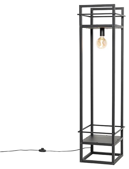 Lampă de podea industrială neagră - Cage Rack