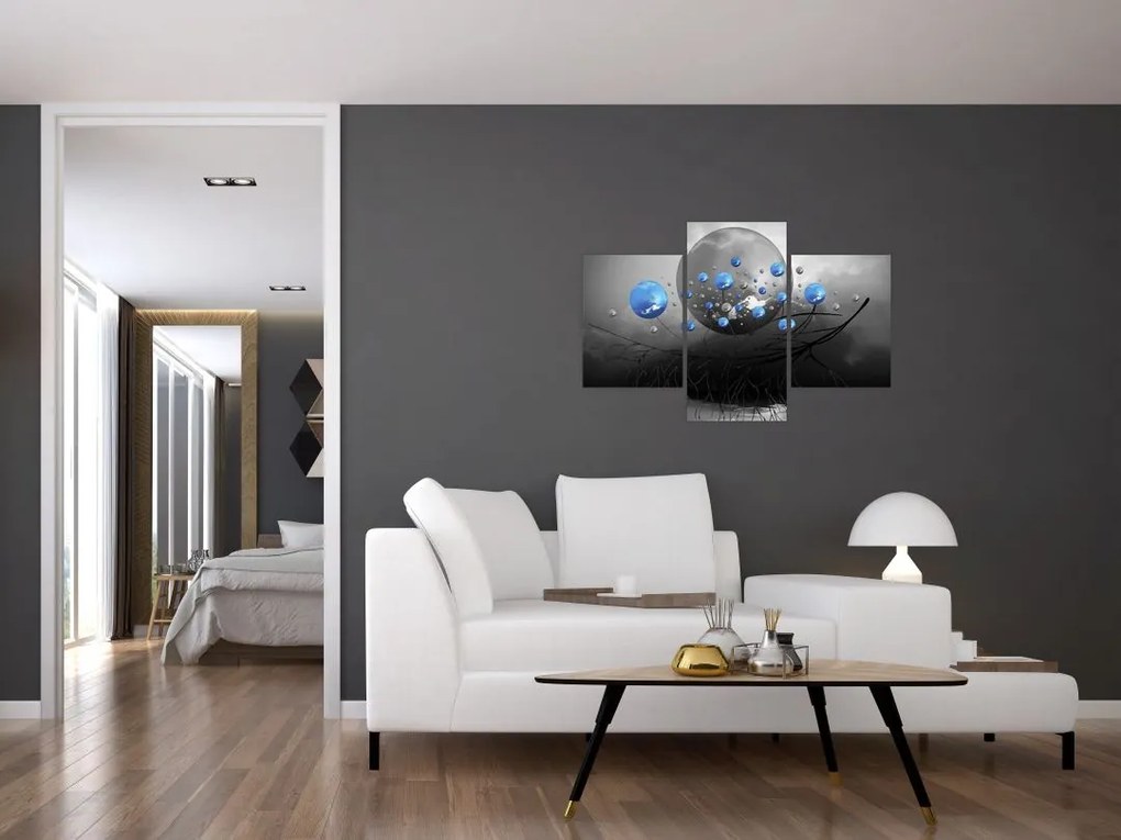 Tabloul cu bile abstracte albastre (90x60 cm)