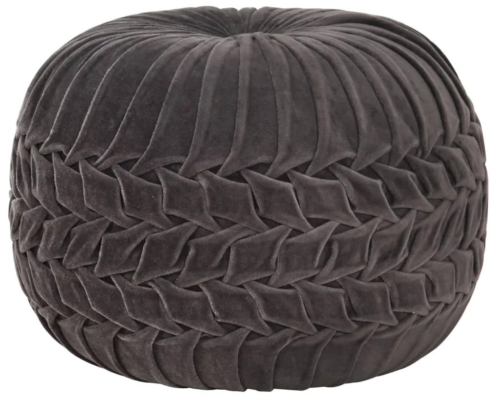 284032 vidaXL Taburet puf design smoc, antracit, 40x30 cm, bumbac & catifea