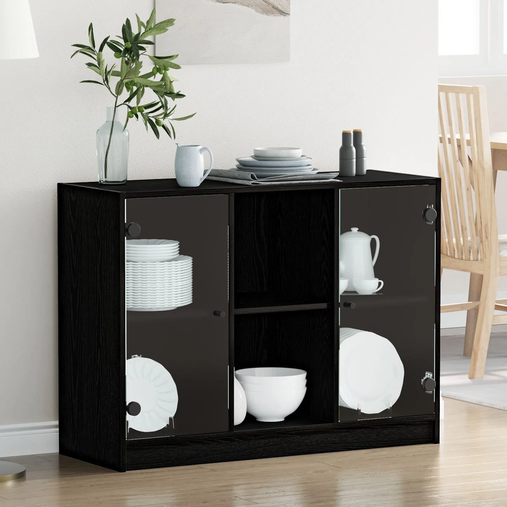 vidaXL Dulap, stejar negru, 102x37x75,5 cm, lemn prelucrat