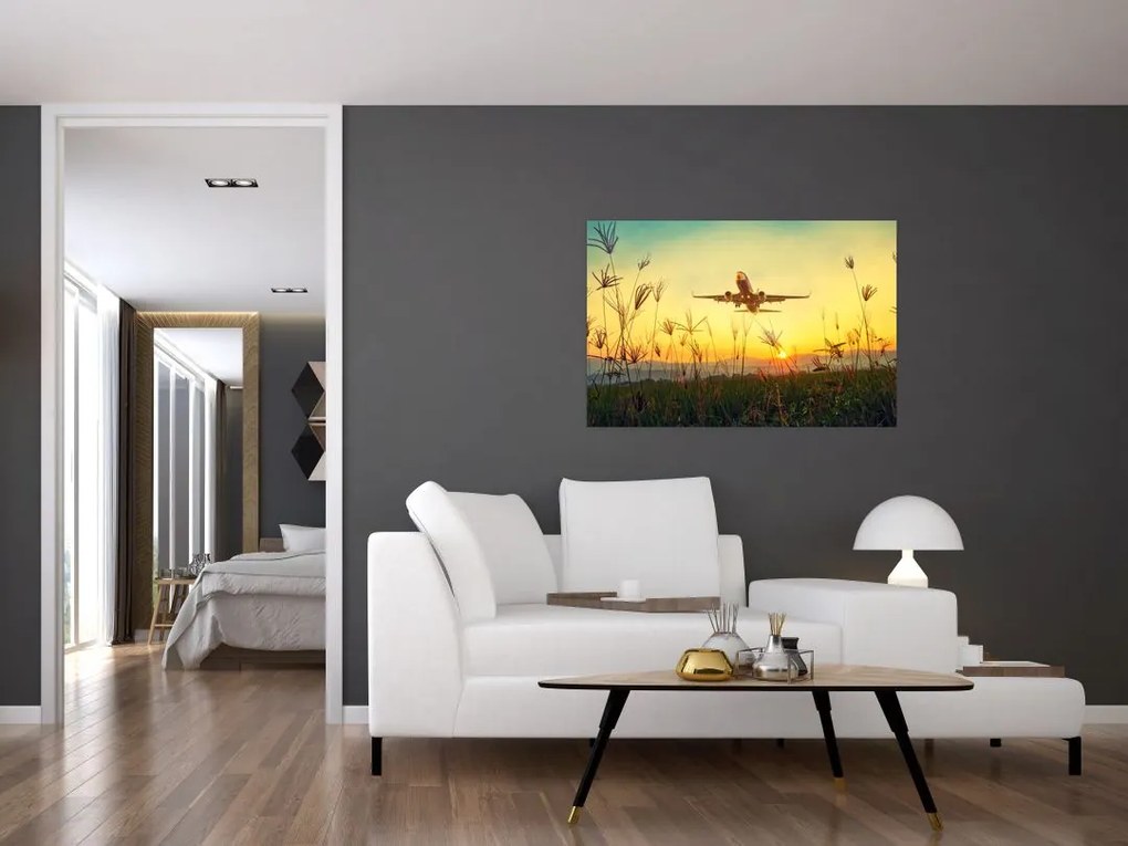 Tablou cu avionul ridicându-se spre zbor (90x60 cm)