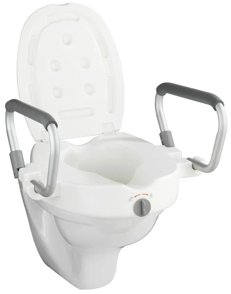 Capac pentru toaletă ridicat Secura WENKO, accesoriu pentru toaletă cu mânere, greutate maxima 130 kg