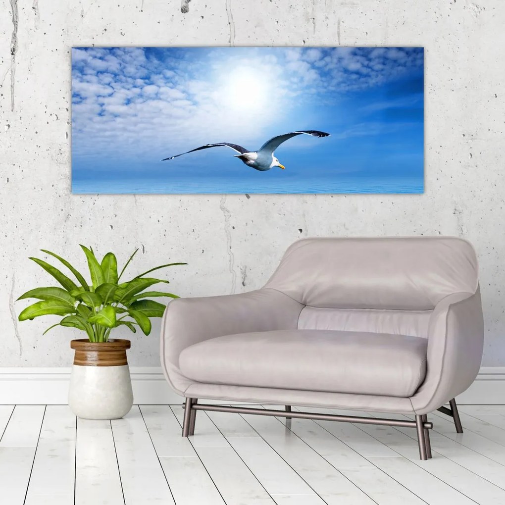 Tablou - Pescărușul peste mare (120x50 cm)