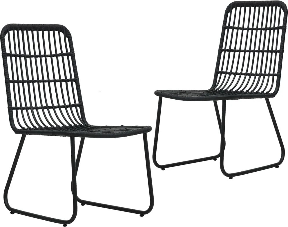 vidaXL Scaune de grădină, 2 buc., negru, poliratan