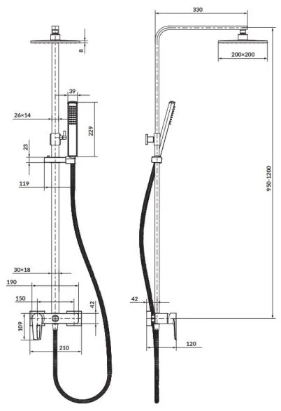 Cersanit S951-339 - Set duș MILLE crom lucios