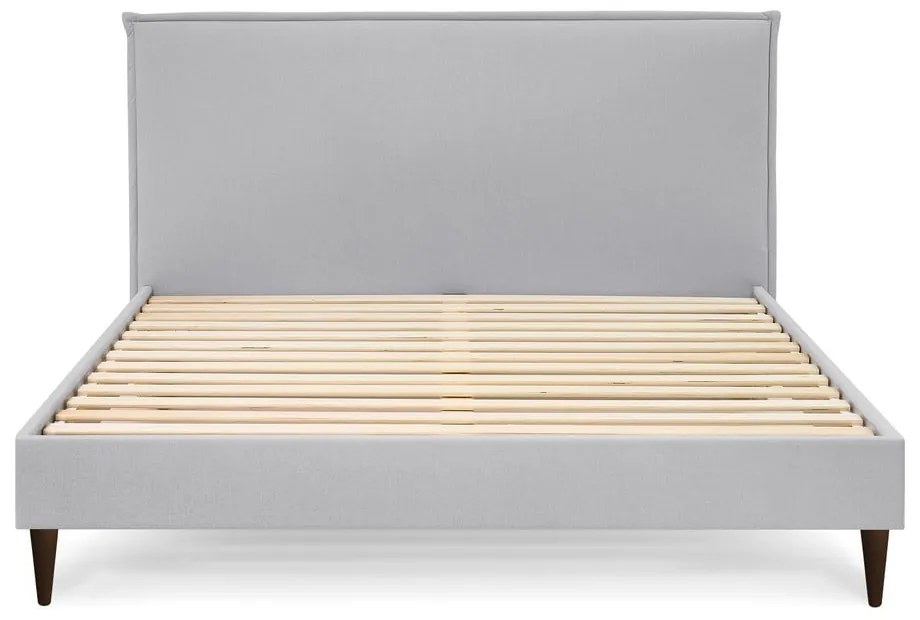 Pat matrimonial 180x200 cm gri deschis tapițat cu somieră Sary – Bobochic Paris