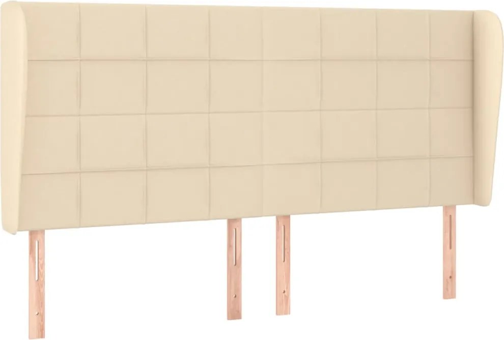 vidaXL Tăblie de pat cu aripioare, crem, 203x23x118/128 cm, textil