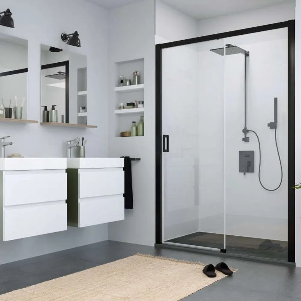 Usa de nisa culisanta Roth Cariba 140 cm sticla 6 mm negru dreapta