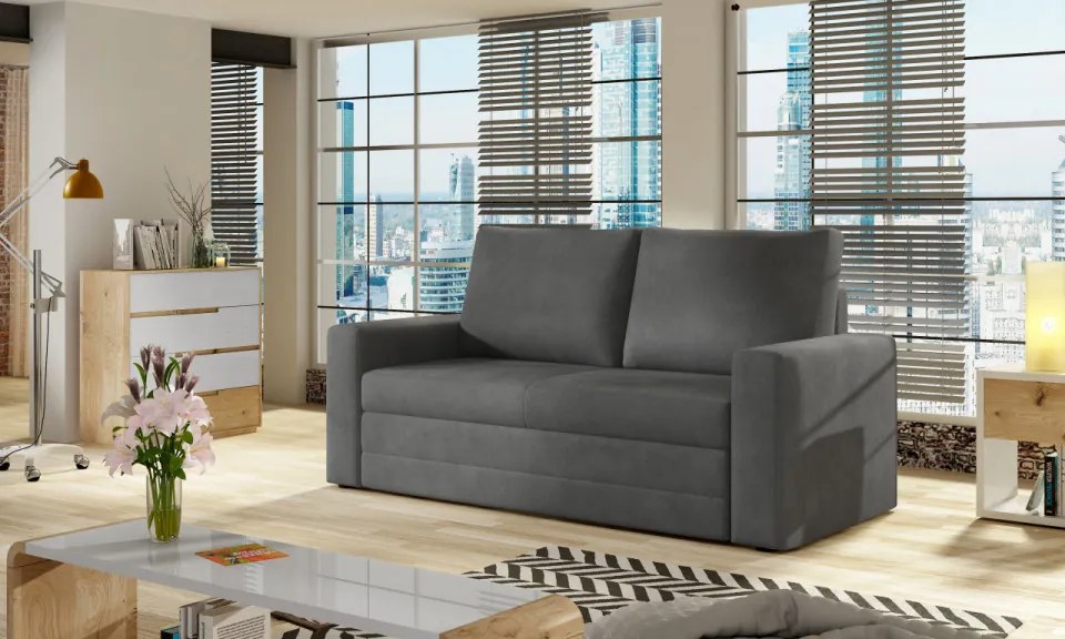 Canapea tapitata, extensibila, cu spatiu pentru depozitare, 151x90x90 cm, Wave, Eltap (Culoare: Albastru inchis / Kronos 09)