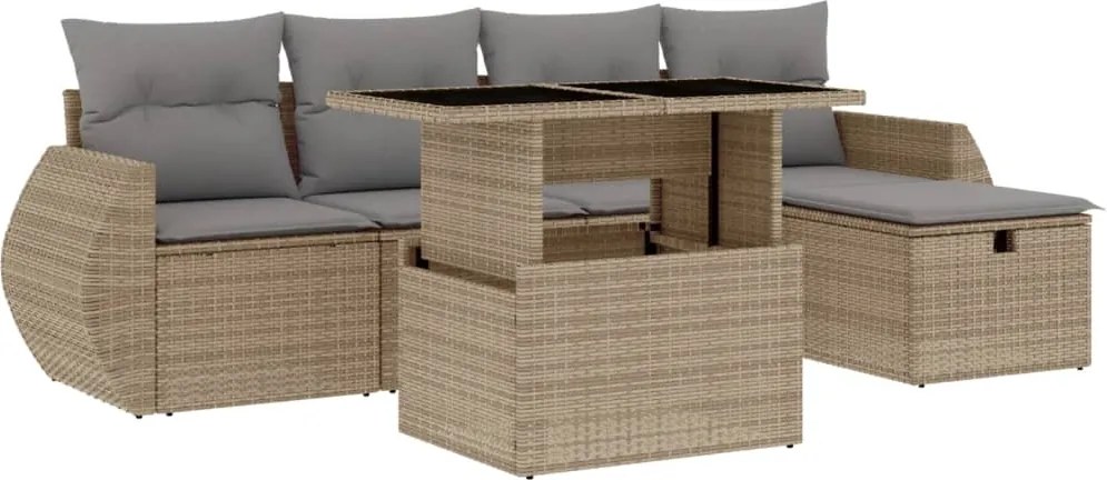 vidaXL Set canapele de grădină cu perne, 6 piese, bej, poliratan