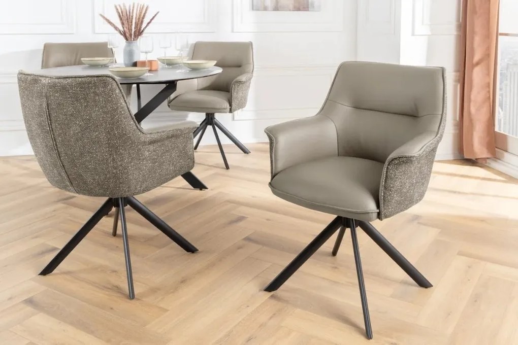 Set 2 scaune Pivotante, Piele Naturala LE GRAND taupe