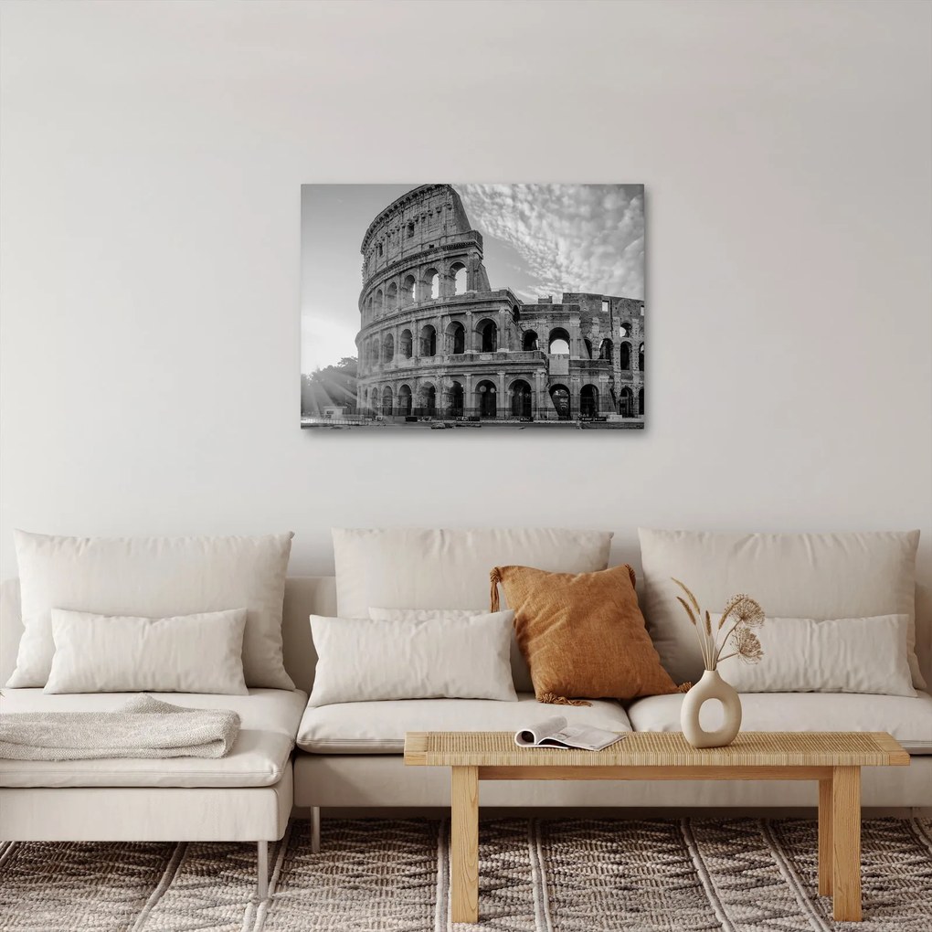 Tablou - Colosseum din Roma, alb-negru (70x50 cm)