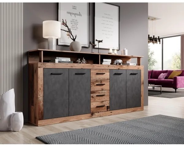 Comodă RUNA maro închis/antracit