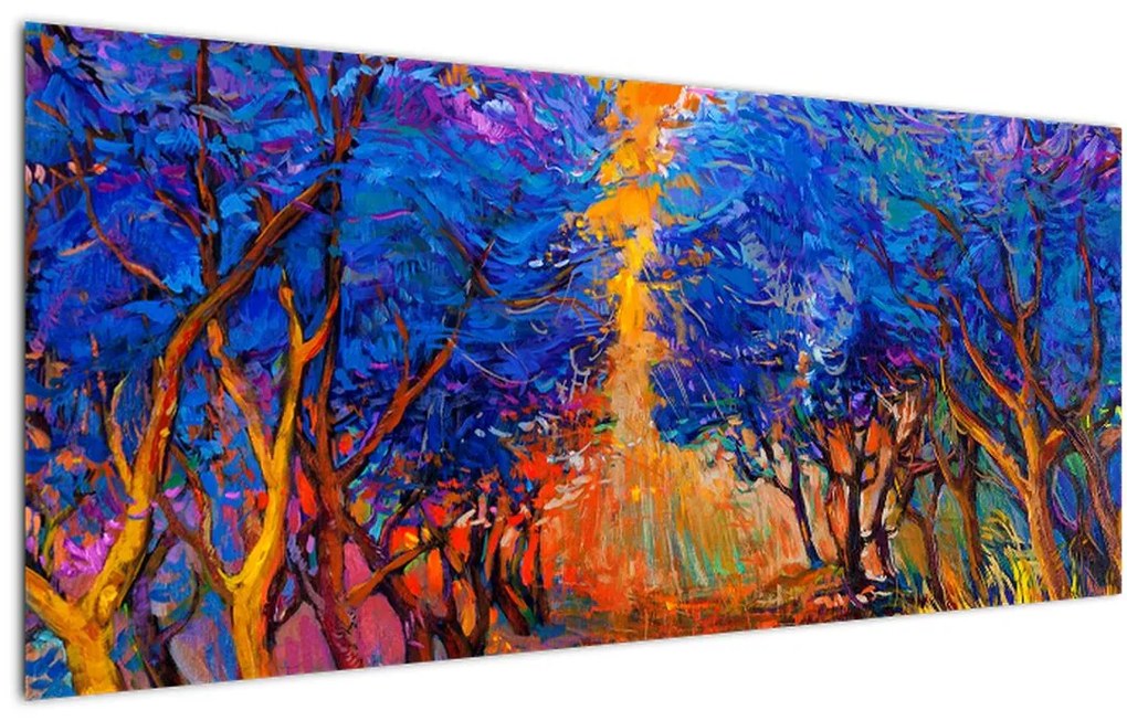 Tablou - Coroane de copac de toamnă, impresionism modern (120x50 cm)