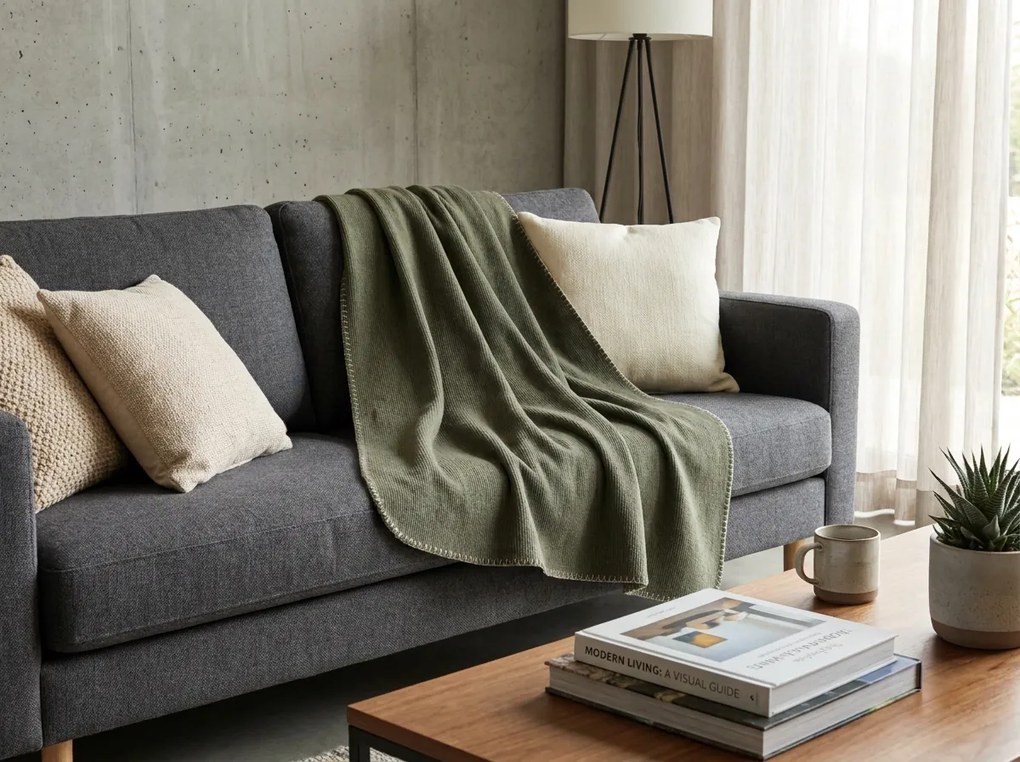Patura din fleece STRIA, olive Dimensiune: 150 x 200 cm