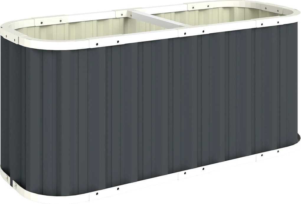 Outsunny Pat înălțat metalic 136 x 53 x 61 cm, adânc, pentru grădină, cu margini de protecție, etichete pentru plante, mănuși, fund deschis | Aosom Romania