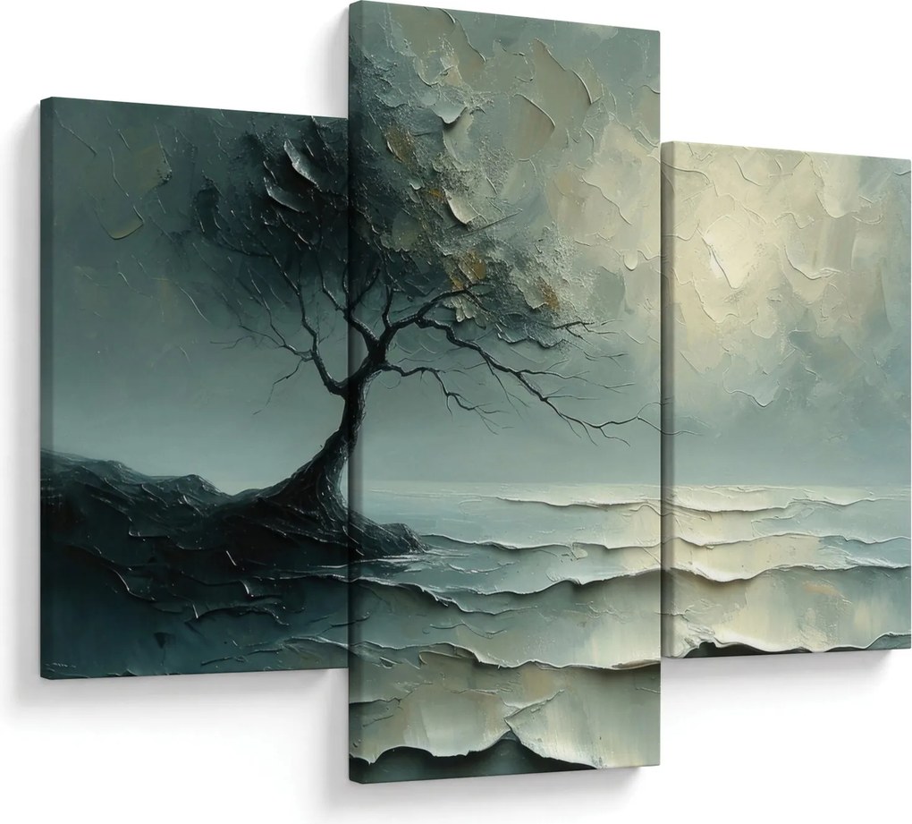 Tablou - pictură în ulei de un copac cu oceanul (90x60 cm)