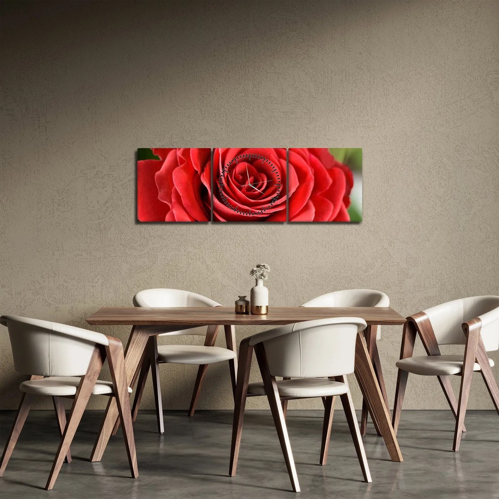 Tablou - Flori de trandafir (cu ceas) (90x30 cm)