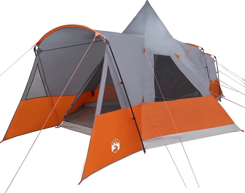 vidaXL Cort Teepee pentru 8 Persoane cu acoperiș Gri și Portocalie