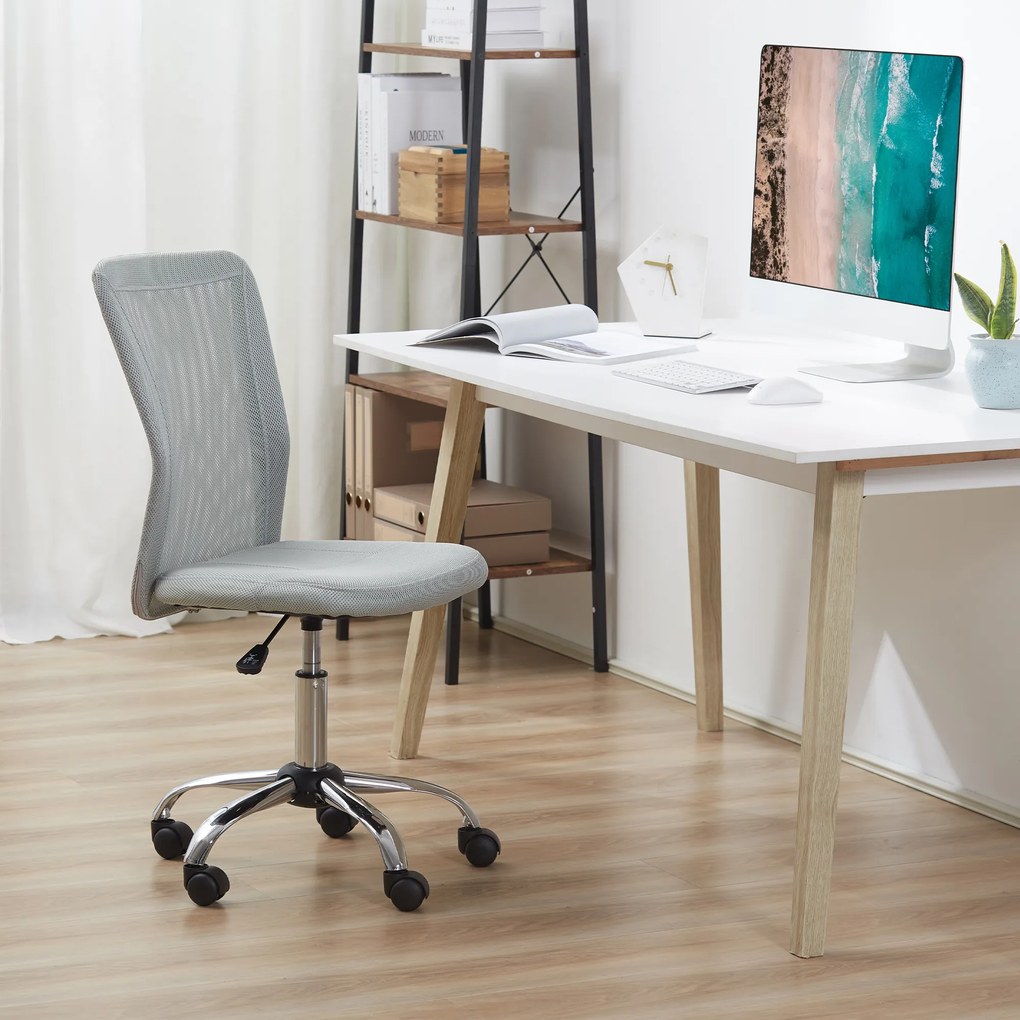 Vinsetto Scaun de Birou Ergonomic Fără Cotiere din Țesătură tip Plasă Gri | Aosom Romania