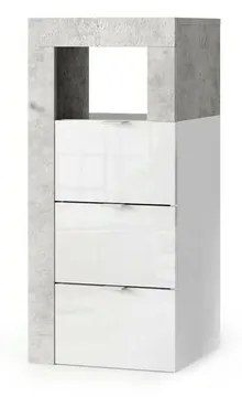 Dulap coloana mediu LC Mobili Italia Hamburg finisaj alb lucios/gri beton 35x78 cm